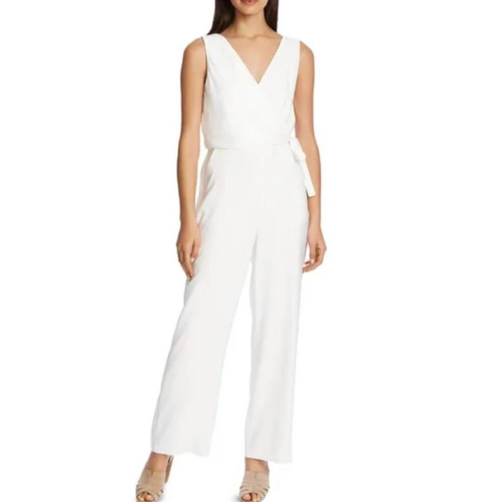 1.‎ State Sleeveless V-neck Side Tie Jumpsuit in Cream - Picture 2 of 8